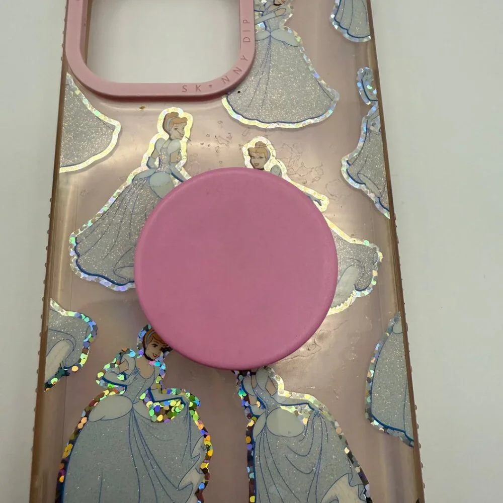 Skinny x Disney iPhone 14 Pro case Cinderella Disney Princess Pink Clear Silver